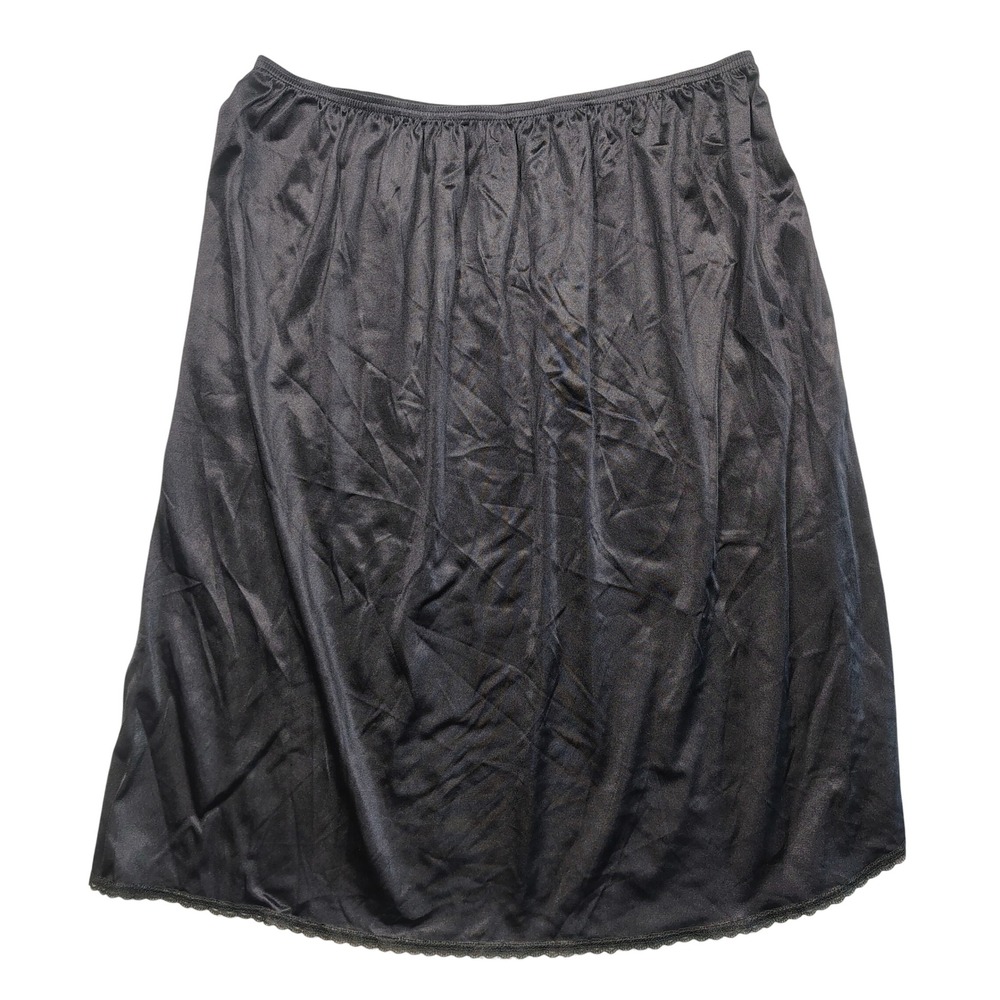 Vassarette Half Slip‎ Womens 2XL Lace Trim Black Solid Intimates Underwear Skirt
